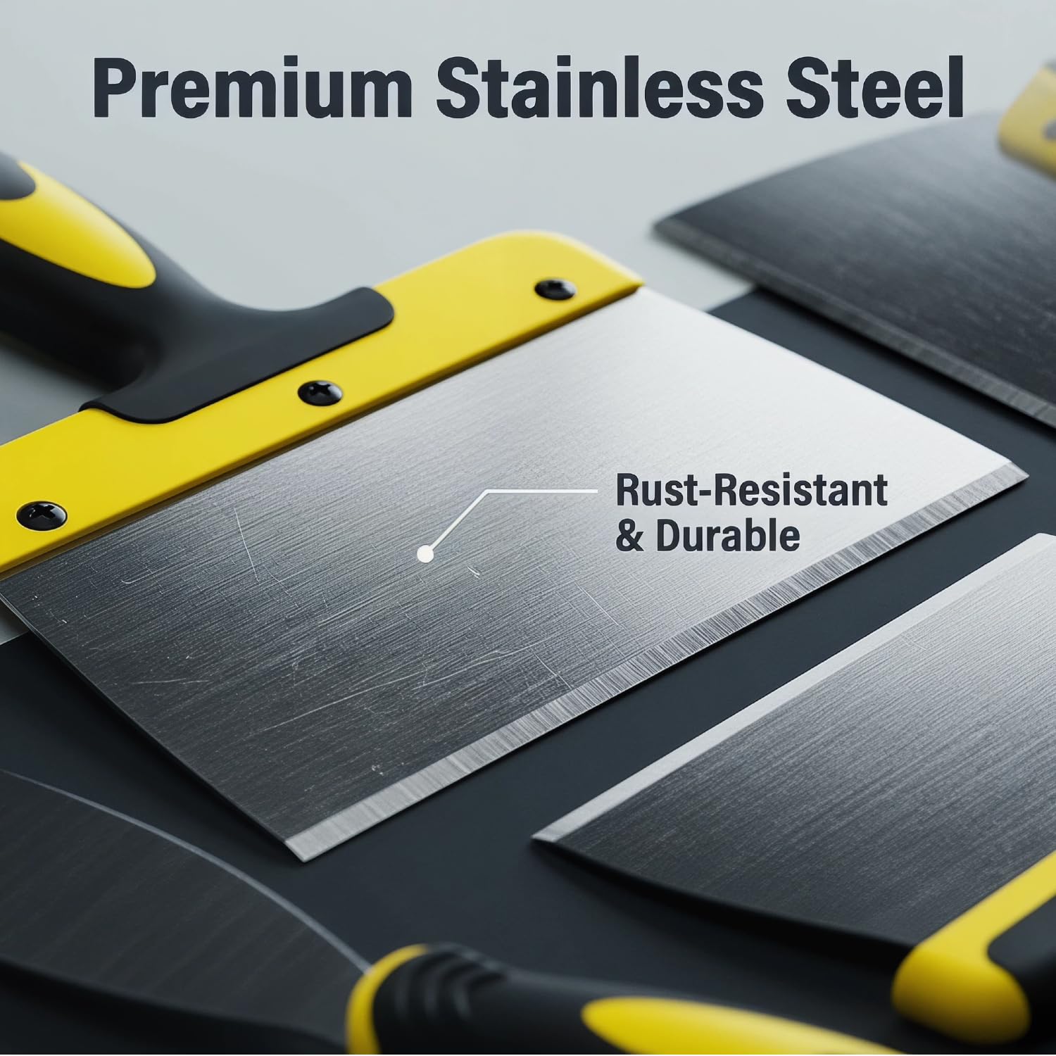 Juego de Espátulas de Superficie de 12 piezas, Cuchillos de Masilla de Acero Inoxidable con Mango Ergonómico, Espátulas de Pintor y Cuchillo de Masilla para Placas de Yeso