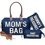 printe Mommy Diaper Bag Tote for Boys with 2 Organizer Pouches, Large Capacity Mom\'s Bag for Hospital and Weekender Travel, Functional Baby Diaper Bags, Navy