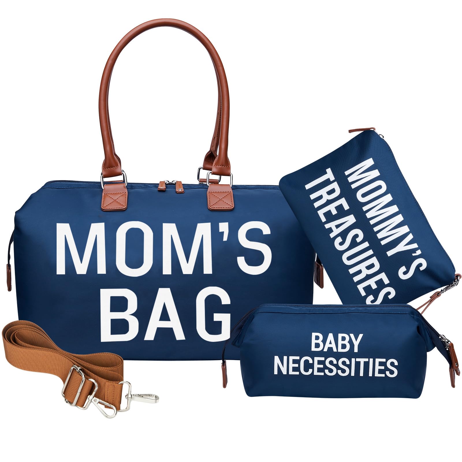 printe Mommy Diaper Bag Tote for Boys with 2 Organizer Pouches, Large Capacity Mom's Bag for Hospital and Weekender Travel, Functional Baby Diaper