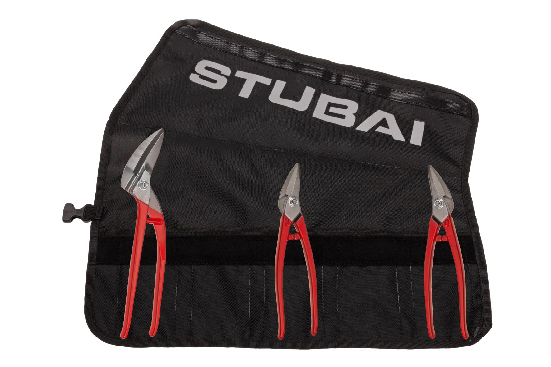 STUBAI Lot de 3 mini ciseaux | Sac à roulettes | Non isolé | Cisaille à tôle droite et gauche | Mini ciseaux de passage | Outil professionnel compact et à portée de main
