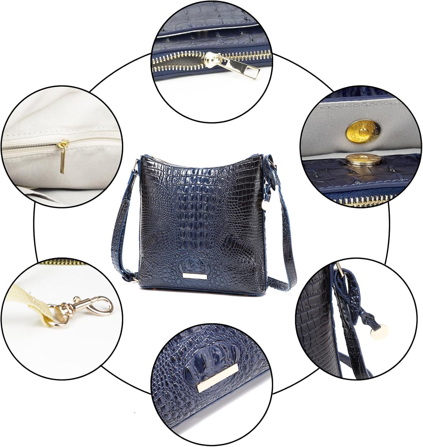 Shoulder Crocodile Flat Handbags for Women trendy Ladies Shoulder Bag Embossed Pattern Leather Crossbody Purse - Image 7