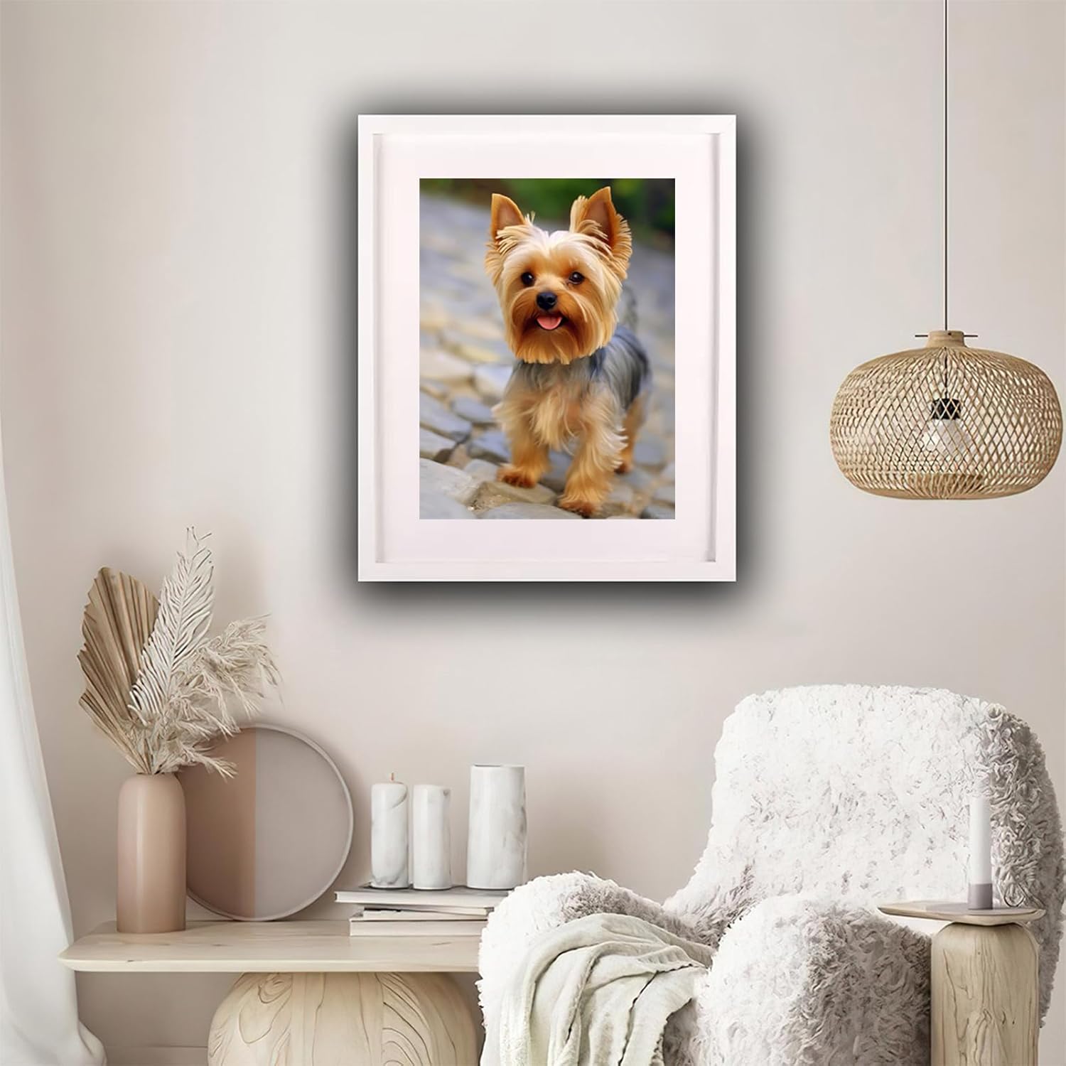 TUTUMAY21 Christmas Gift Art Yorkshire Terrier Puppy Dog Diamond Painting, Yorkie Dogs Diamond Painting Kits, 5D DIY Diamond Art, for Room Home Wall Decor Gift for New Year Valentine's Day 12x16 inch