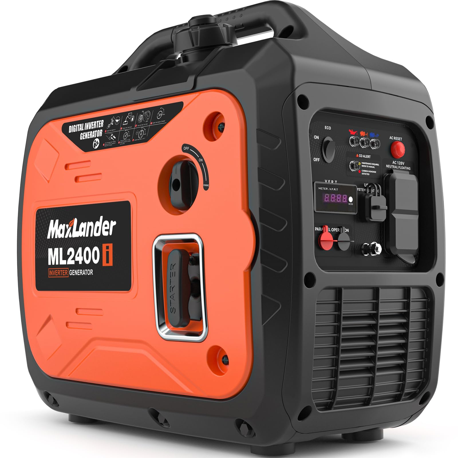 View 1 of ****FOR PARTS ONLY ****MAXLANDER 2400-Watt Portable Inverter Generators, 120V Quiet Outdoor Generator, Small Generator for Camping Outdoor Emergency Power Backup, Gas Powered Engine, ECO Mode, EPA Compliant