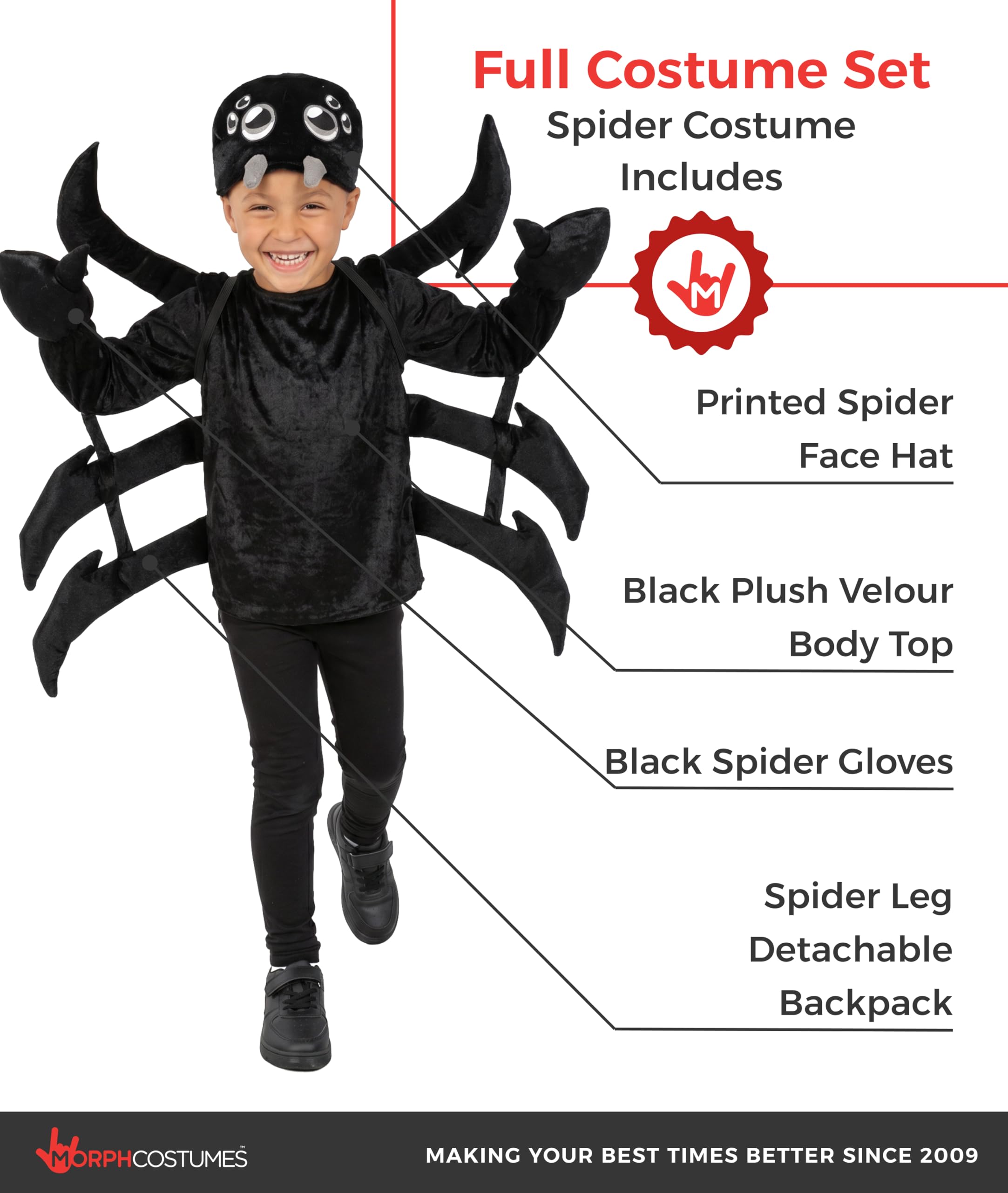Morph Deguisement Araignee Enfant, Déguisement Araignée Enfant, Déguisement Nature, Costume Insecte, Deguisement Araignee Garcon, Costume Halloween Garcon, Carnaval