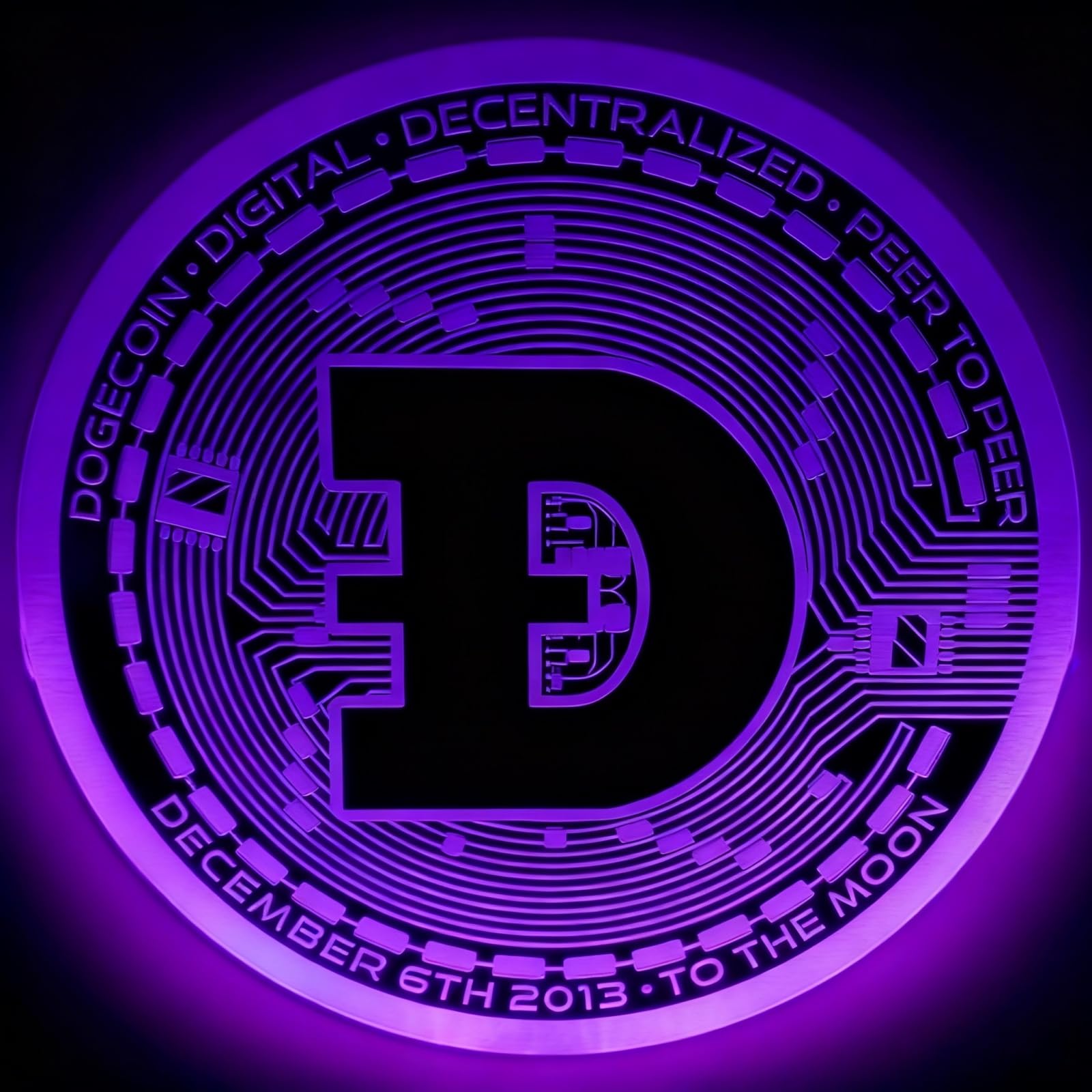 Dogecoin LED 3D grawerowany neonowy znak, regulowana jasność, do salonu, baru, na imprezę, do salonu, klubu, spotkań, pokoju gier, jaskinia człowieka, sztuka, dekoracja ścienna