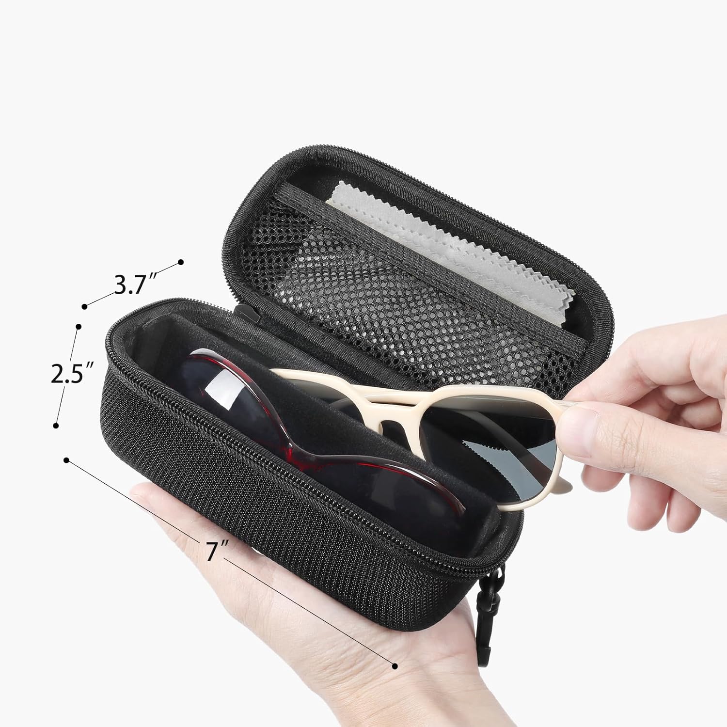 Hard Double Glasses Case, Dual Eyeglasses Case with Adjustable Divider, Travel Eyeglass Holder for 2 Pairs Sunglasses - Image 5