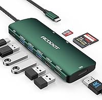 Vista 14 de Hub USB C, Acodot Adaptador USB C de 9 en 1 a HDMI 4K@60HZ multipuerto, 3 puertos USB 3.0, lector de tarjetas SD/TF, 100W PD, diseñado para MacBook