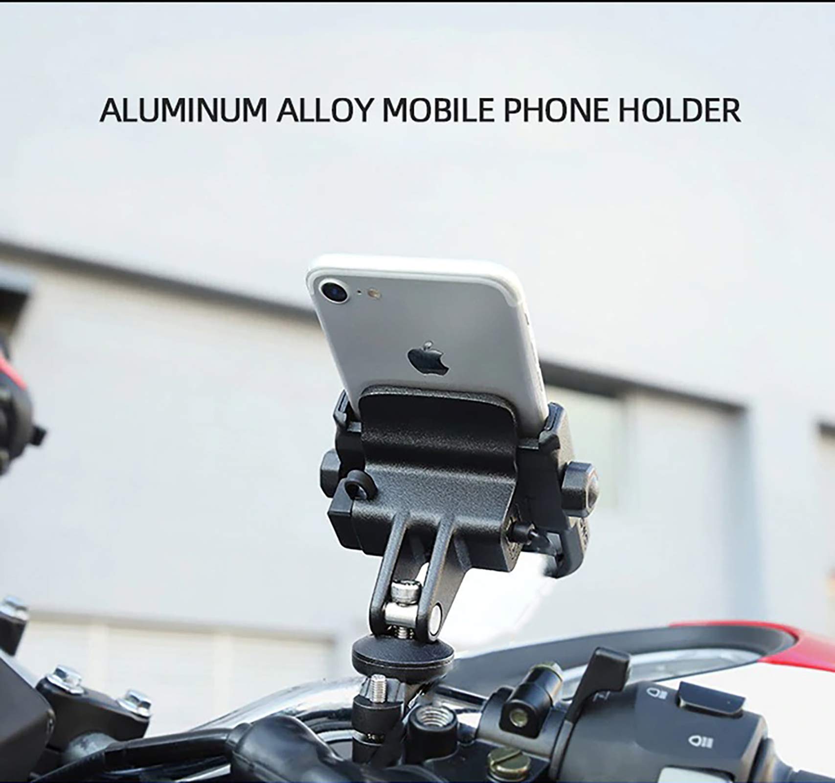 Supporto Telefono Per Moto In Lega Di Alluminio | Antiurto, Con Gancio Casco | Fissaggio Al Manubrio Universale