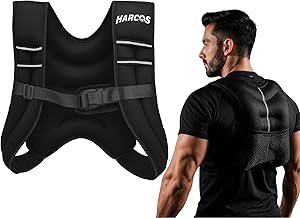 Harcos Weighted Vest, 6lb/8lb/12lb/16lb/20lb/22lb/25lb/30lb Weight Vest with Reflective Stripe for Workout, Strength Training, Running, Fitness, Muscle Building, Weight Loss, Weightlifting (Black, 6 Lbs (2.72 Kg))