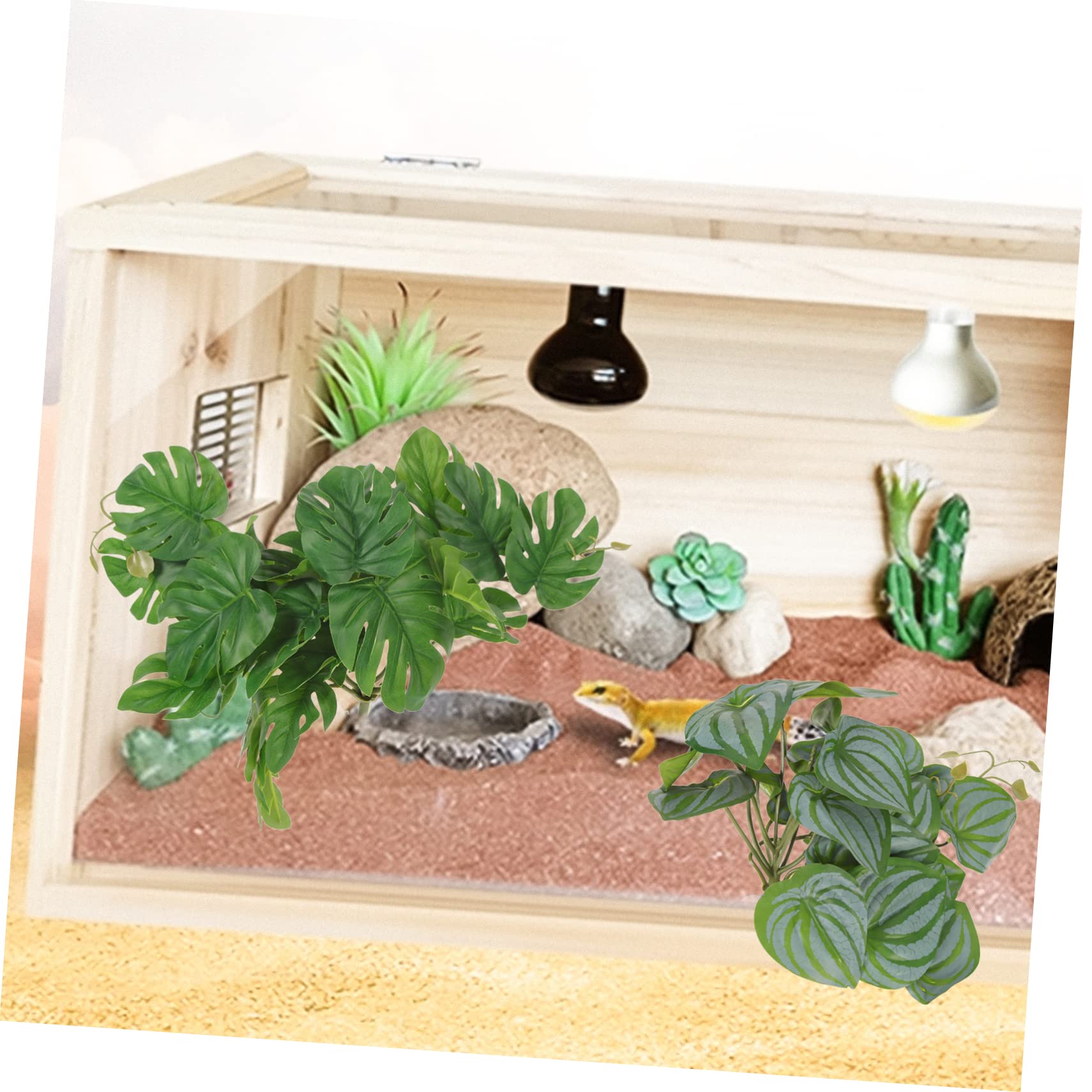 BESPORTBLE 10piezas Decoración De Terrario para Reptiles De Artificiales Simuladas para Acuarios y Terrarios Plantas Ornamentales Lifelike para Hábitats De Reptiles y Peceras