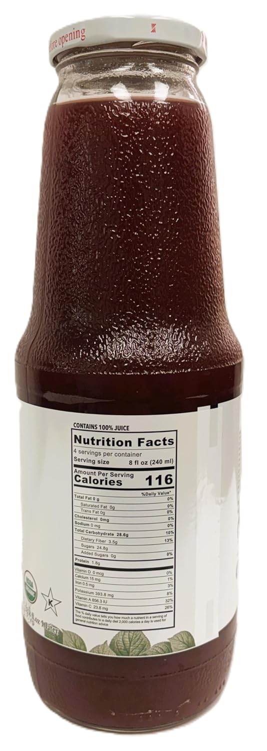 Anna and Sarah 33.8 Oz Organic Tart Plum Juice - Glass Bottle (4 Pack) No Sugar Added, No Artificial Colors, No Preservatives, No Flavors Added,NOT from Concentrate