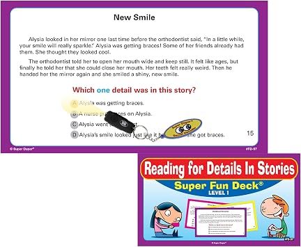 Super Duper Publications | Reading for Details in Stories Fun Deck Flash Cards with Secret Decoder | Educational Learning Resource for Children