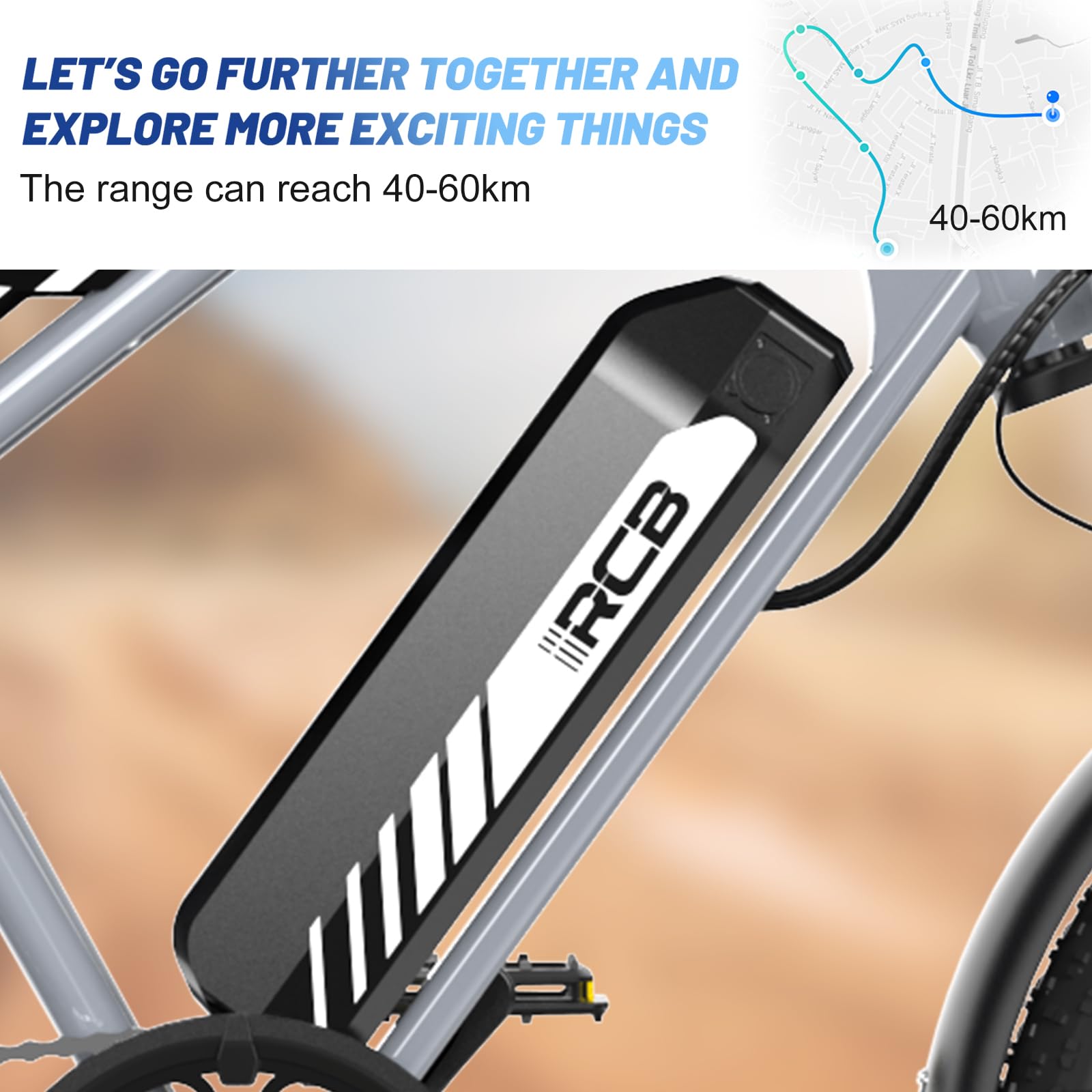 RCB 20'' E Bike, Elektrisches Mountainbike für Erwachsene, Pendel-Elektrofahrrad mit Abnehmbarem 48-V-13-Ah-Akku, Reichweite 35–90 km