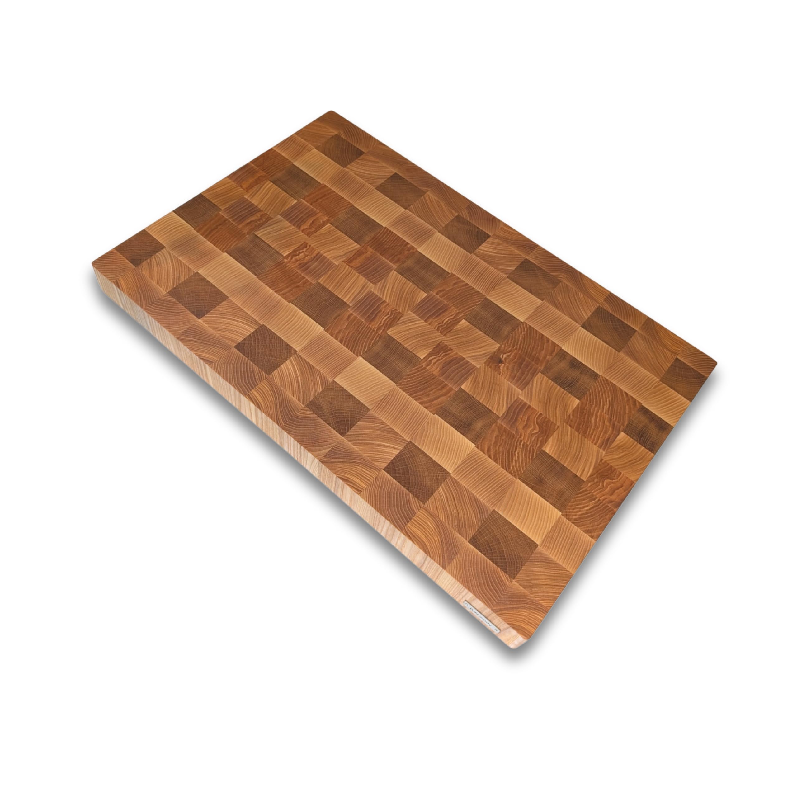 XXXL Stirnholz Schneidebrett 60×40×4,5 cm – Premium Hackblock aus Eiche & Esche – Küchenbrett massiv mit Griffmulden & rutschfesten Silikonfüßen – extra groß & langlebig