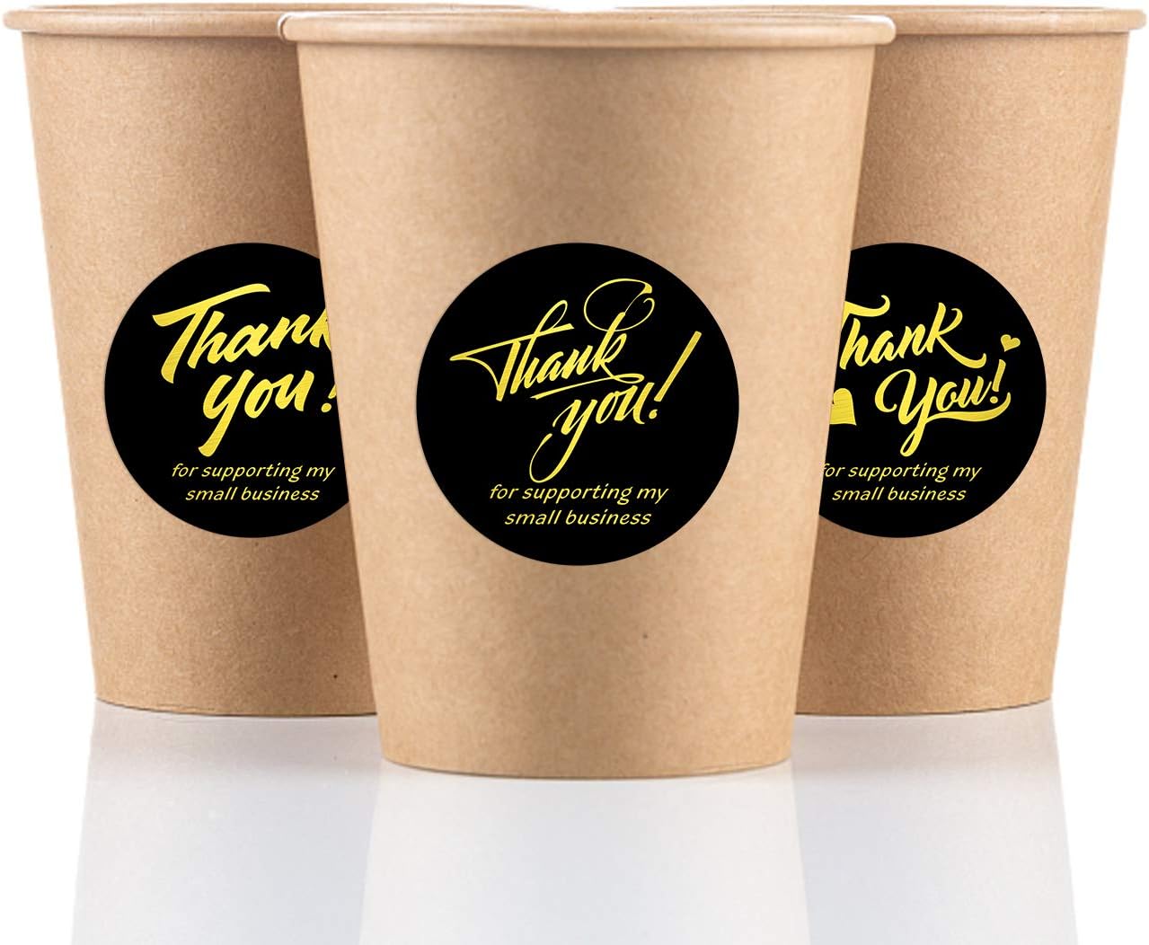 Padike 1.5" Thank You for Supporting My Small Business Stickers, 4 Designs, Highly Recommended for Small Business Owners and Online Sellers, 500 Labels Per Roll (Black & Gold, 1.5inch)