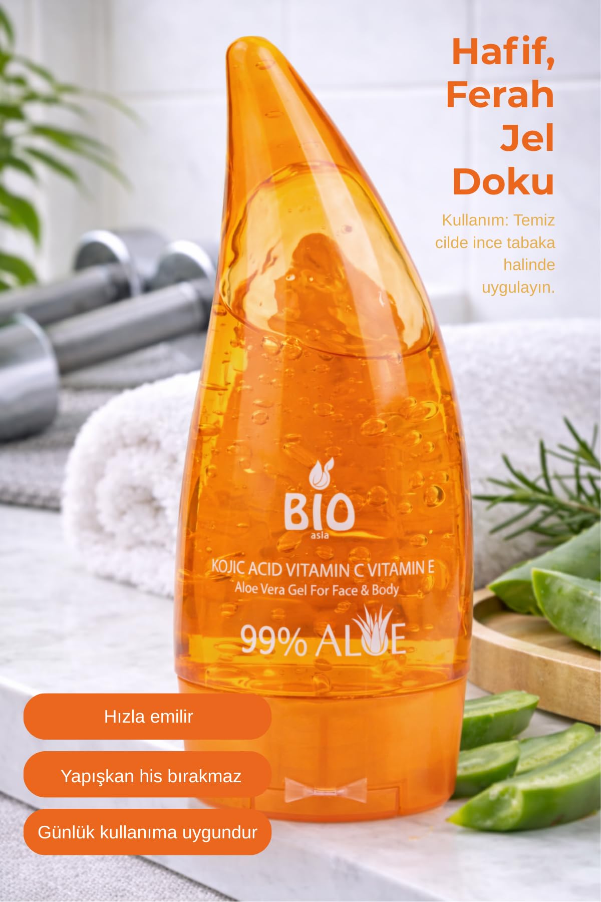 Bio Asia Aloe Vera Kojic Acid Vitamin C & E Gel 120ml