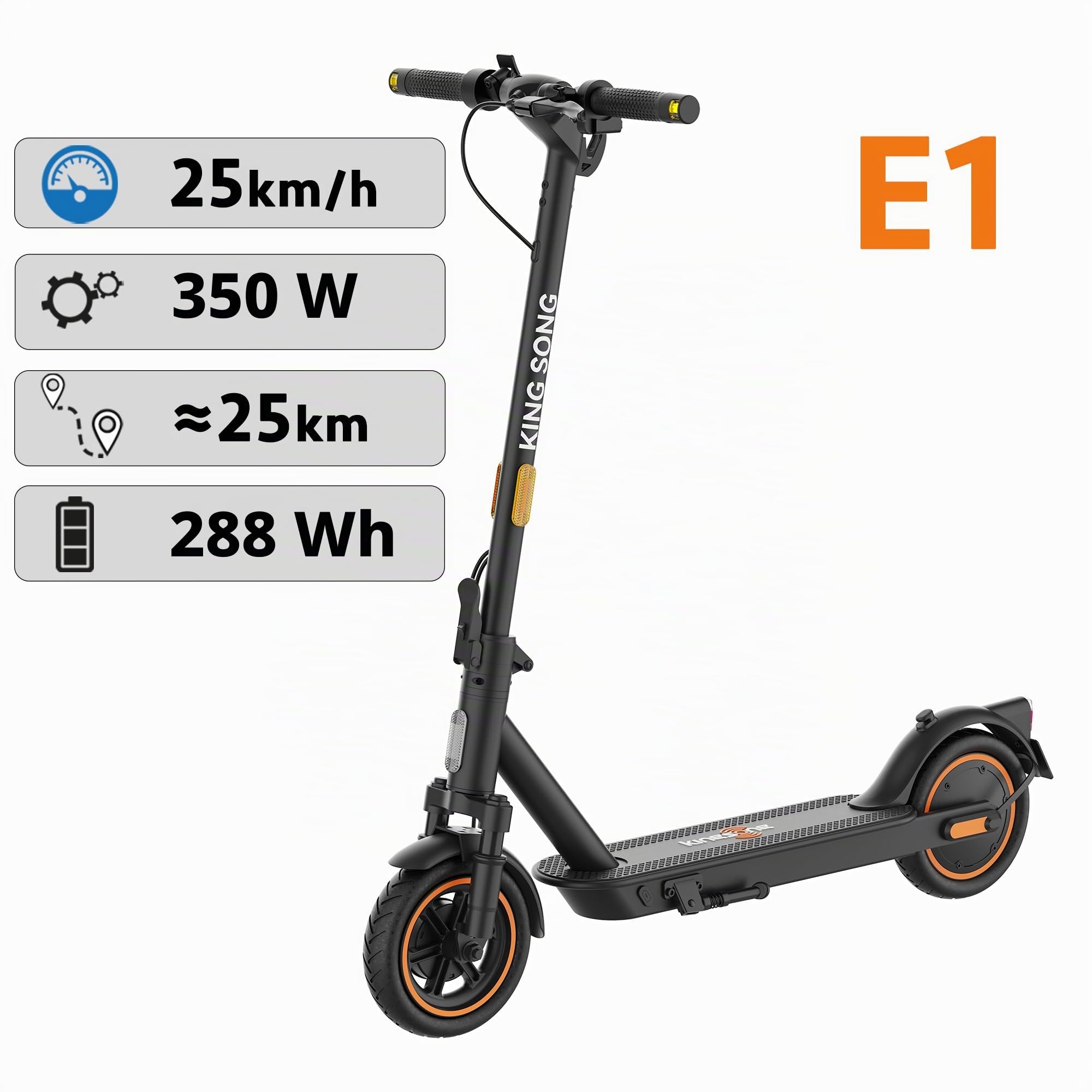 Trottinette électrique Kingsong KS E1 Adulte, Noir, Batterie 37 V / 7,8 Ah, autonomie jusqu'à 25 km, légère, Pratique et Pliable