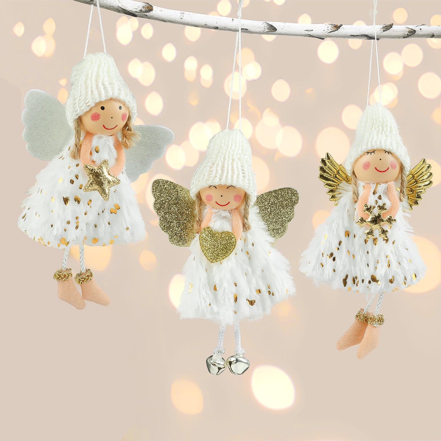 Christmas Decorations,3PCS Angel Doll Pendant Christmas Ornaments Xmas Tree Decoration Hanging Decoration for Holiday, Xmas Tree Decorations, Fireplace, Window Gift Decor