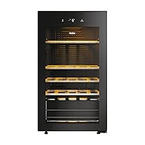 Haier, Cantina Vino HWS34GGH1, Wine Bank 50 Serie 3, 34 bottiglie, 37 dB, Connessa, Vetro Anti-UV, Monozona, Nero, AxLxP 85×47,5×45,6 cm (Classe di efficienza energetica G)