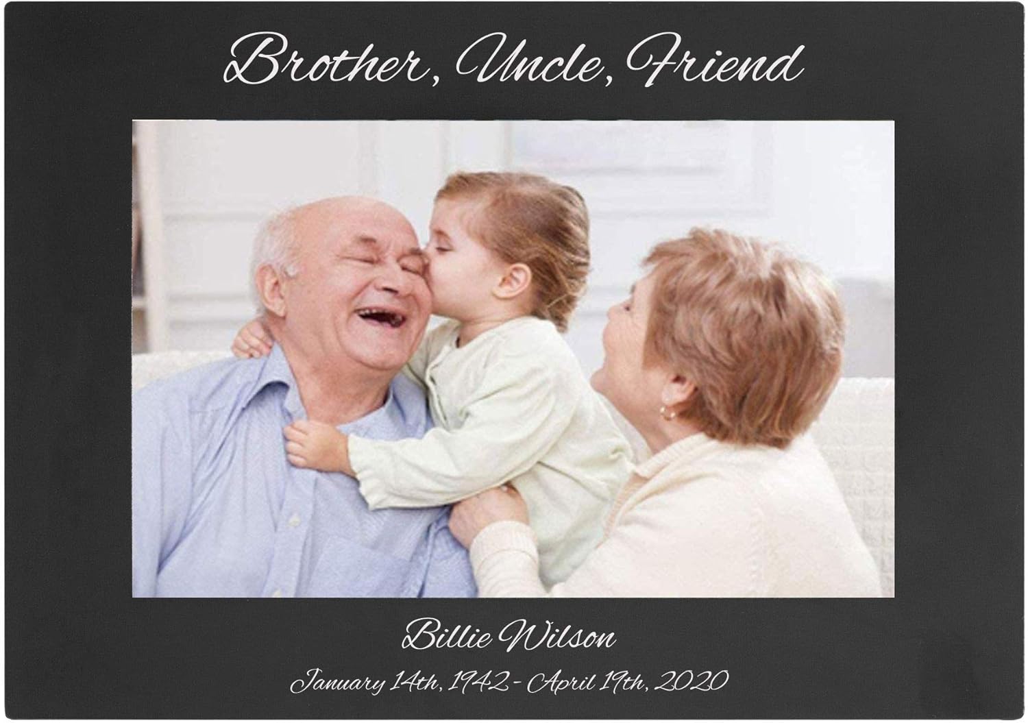 CustomGiftsNow Brother, Uncle, Friend - Engraved Anodized Aluminum Hanging/Tabletop Personalized Remembrance Custom Memorial Photo Picture Frame - Add Loved One's Name and Dates