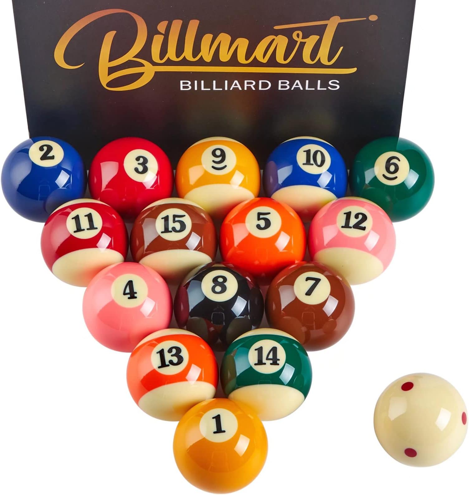 Billmart Premium Billiard Balls Pool Table Accessories 2-1/4" Regulation Size 16 Pool Balls Billiard Set | Premium, Regulation Size, Pool Balls, Billiard Set
