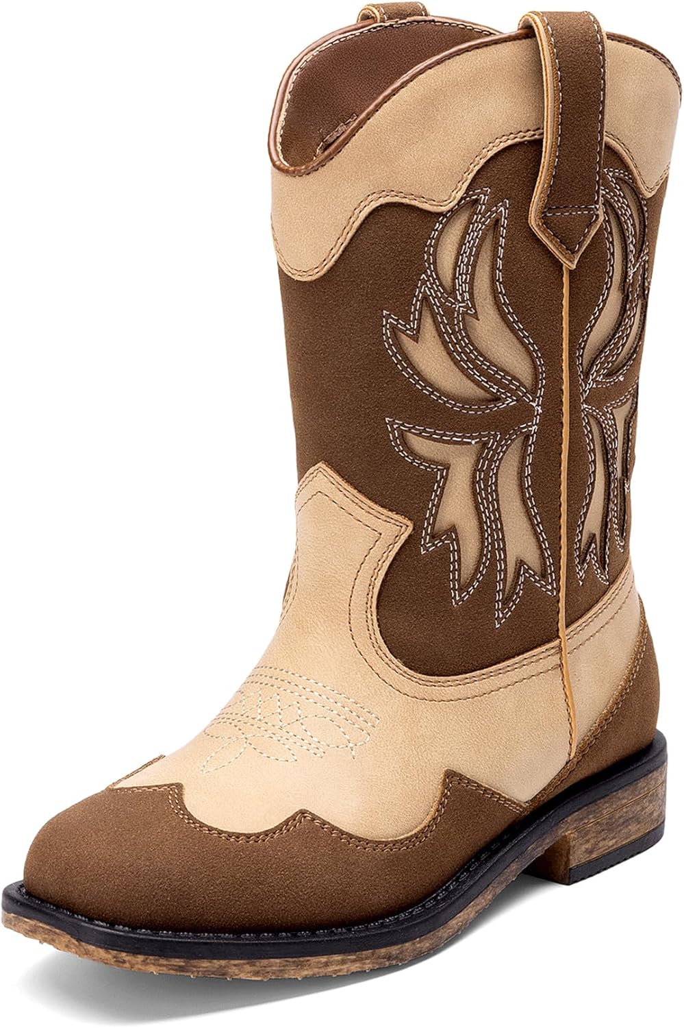 DREAM PAIRS Toddler Cowboy Boots Cowgirl Boots for Girls Square Toe Mid Calf Boys Western Fashion Riding Shoes for Toddler/Little Kid/Big Kid