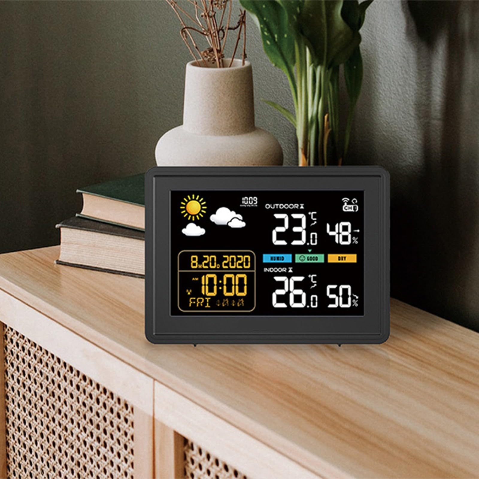 Termómetros, higrómetro, estaciones meteorológicas, medidor digital de temperatura y humedad con reloj despertador para el hogar, fácil de usar, reloj despertador de temperatura