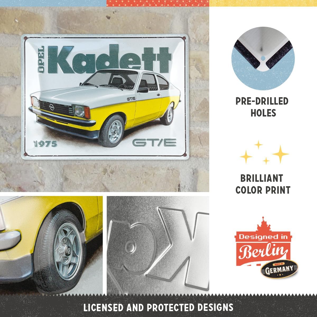 Nostalgic-Art Retro Sign 30 x 40 cm Opel - Manta GT/E - Gift Ideas for Opel Lovers Official License Product (OLP) Metal Vintage Design