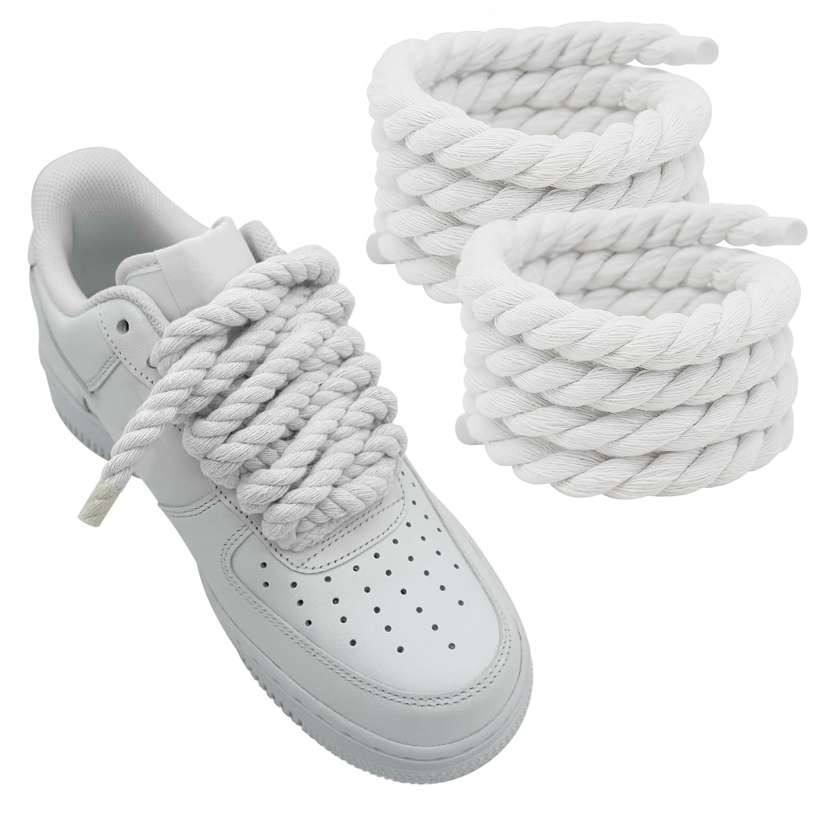 Shoe Laces for Air Force 1, Round Twisted Thick Cotton Shoelaces with Custom Accessories for AF Sneakers