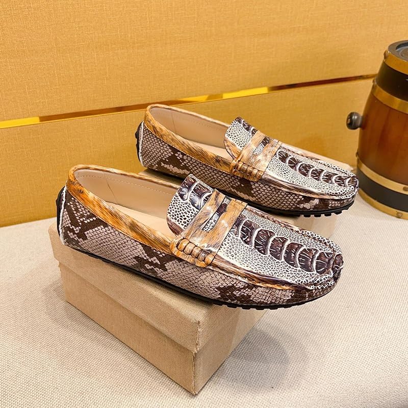 Mens Loafers Shoe Genuine Leather Crocodile Embossed Penny Loafers Flexible Slip Resistant Anti-Slip Classic Fashion Slip-ons4