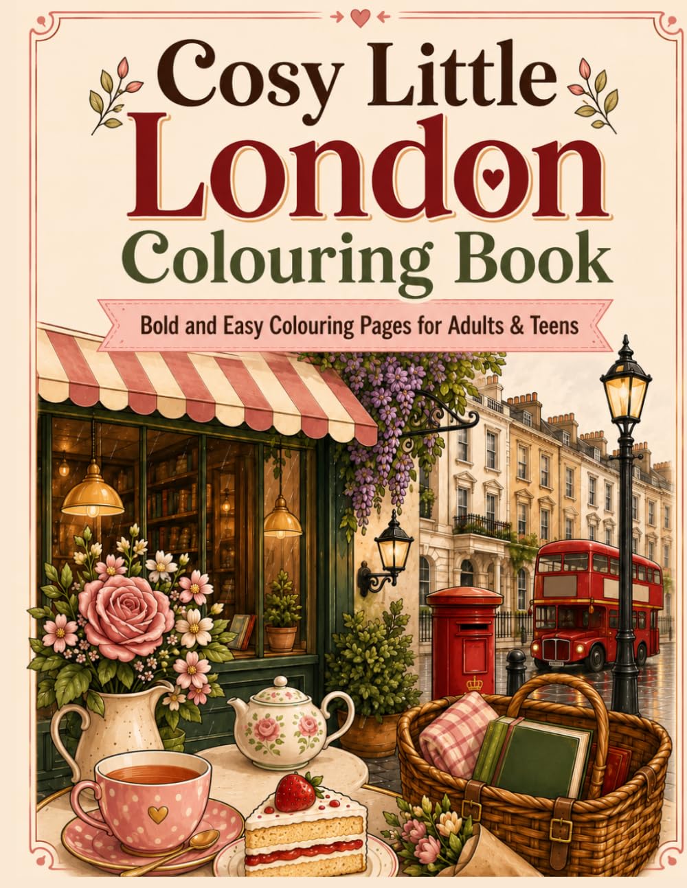 Cosy Little London Colouring Book: Bold and Easy Colouring Pages for Adults & Teens