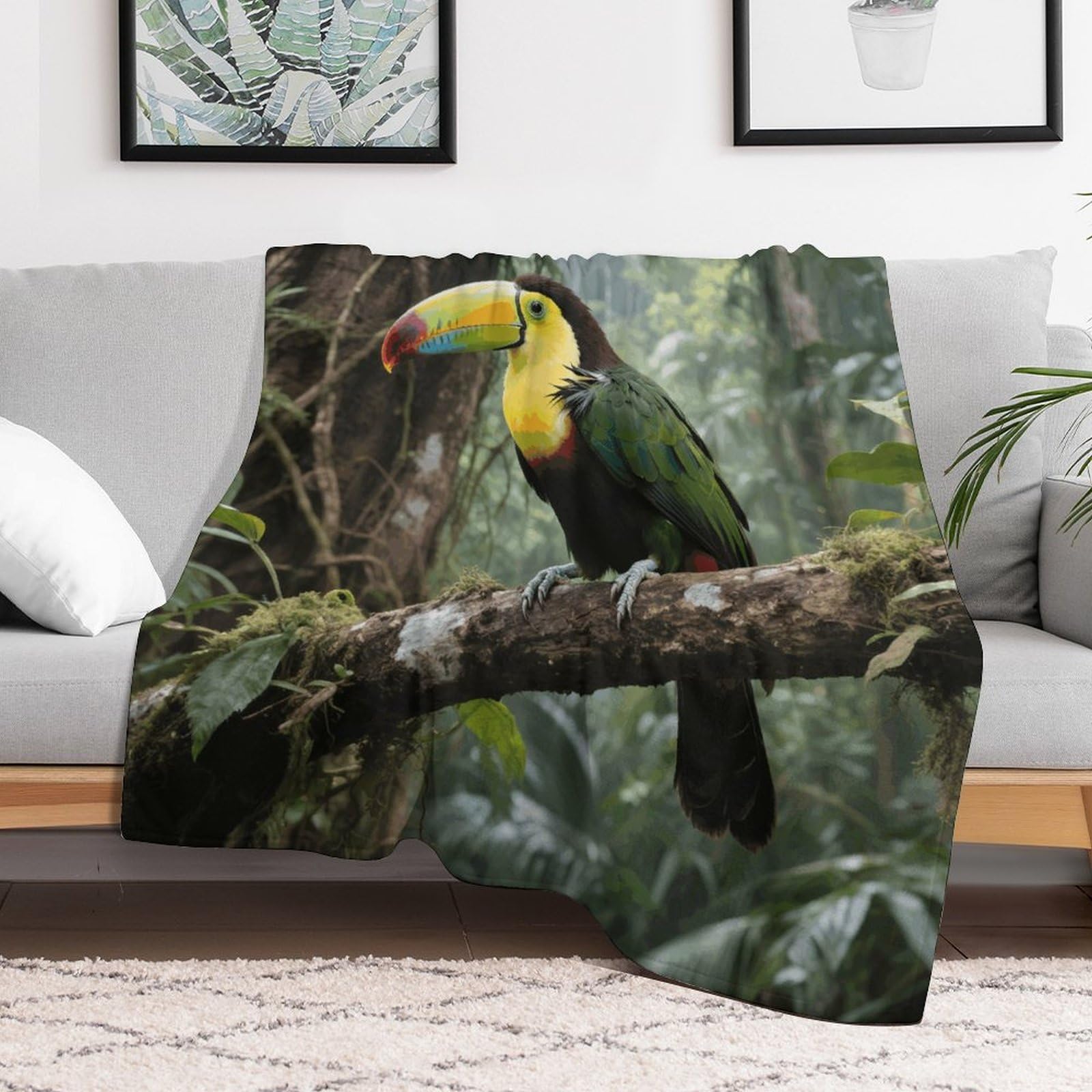 Custom Parrot Bird Blanket Lightweight Flannel Fleece Throw for Couch Sofa Bed Luxury Soft Cozy Plush Lap Bedtime Blanket for All Seasons Bedroom Home Decor Gifts 40x50