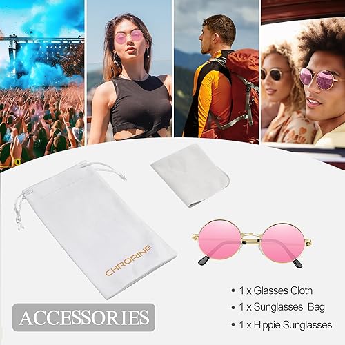 Miniatura 3 de CHRORINE Gafas de sol hippie redondas de los años 70, lentes retro para mujeres y hombres, accesorio de fiesta, festival, moda, gafas de sol vintage