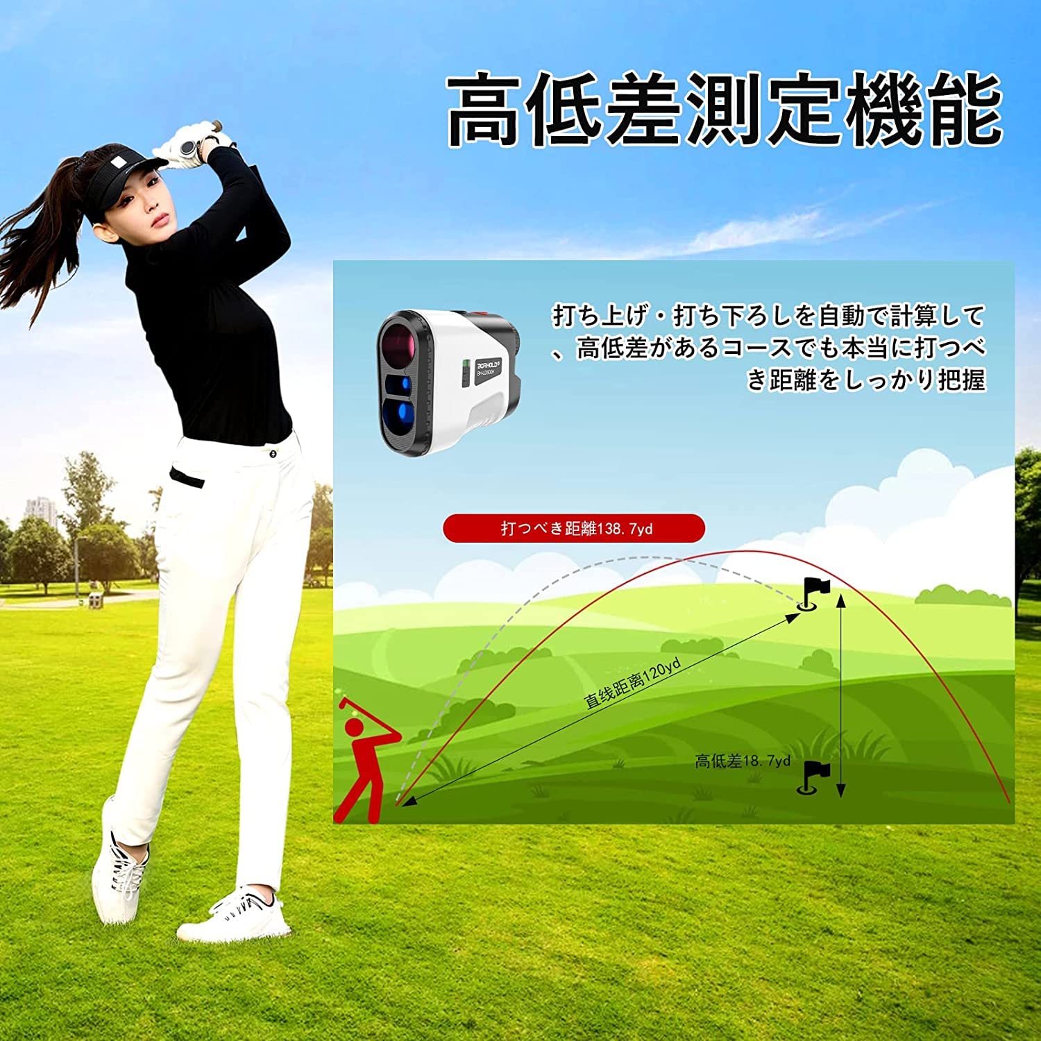 Amazon.co.jp: QWIGOFU ゴルフ 距離計 レーザー距離計 ゴルフ 計測器