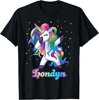 LONDYN Name Personalized Custom Rainbow Unicorn Dabbing T-Shirt