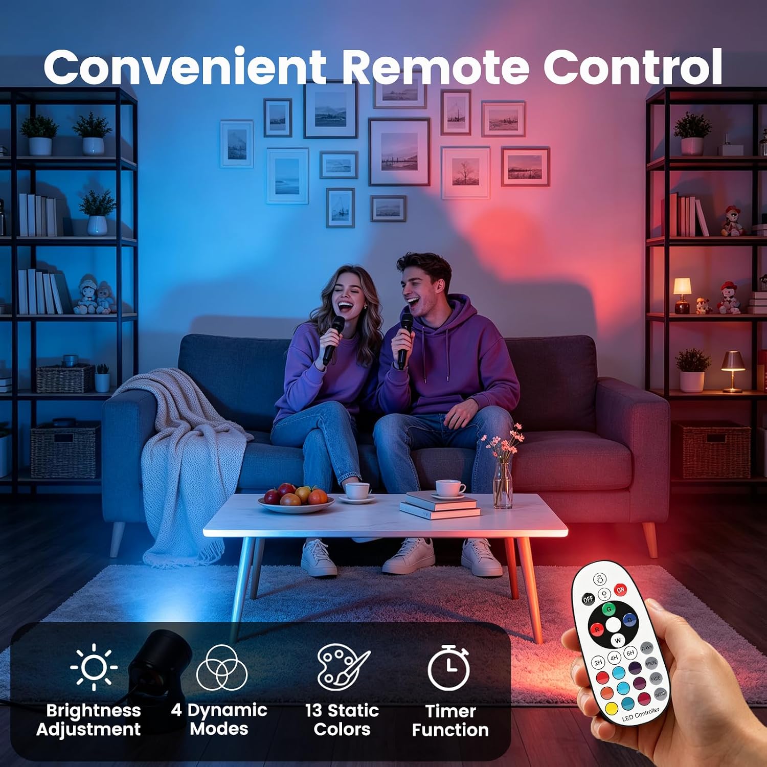 AVEKI 6W RGBW Spot Lights Indoor with Remote and Timer, Color Changing image 3