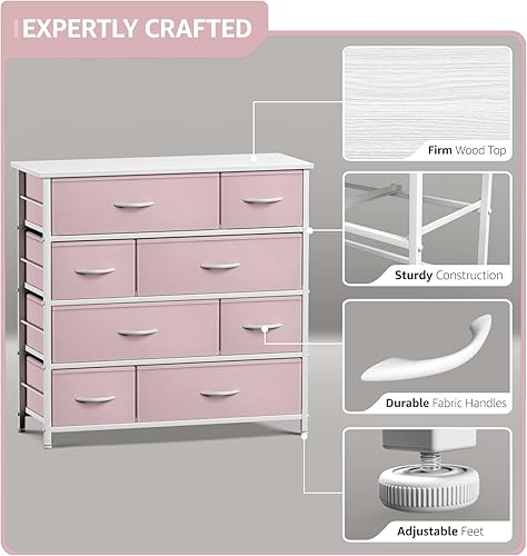 Miniatura 4 de Cómoda Sorbus con 8 cajones mesita de noche y mesa auxiliar para el hogar accesorios de dormitorio oficina dormitorio universitario estructura de