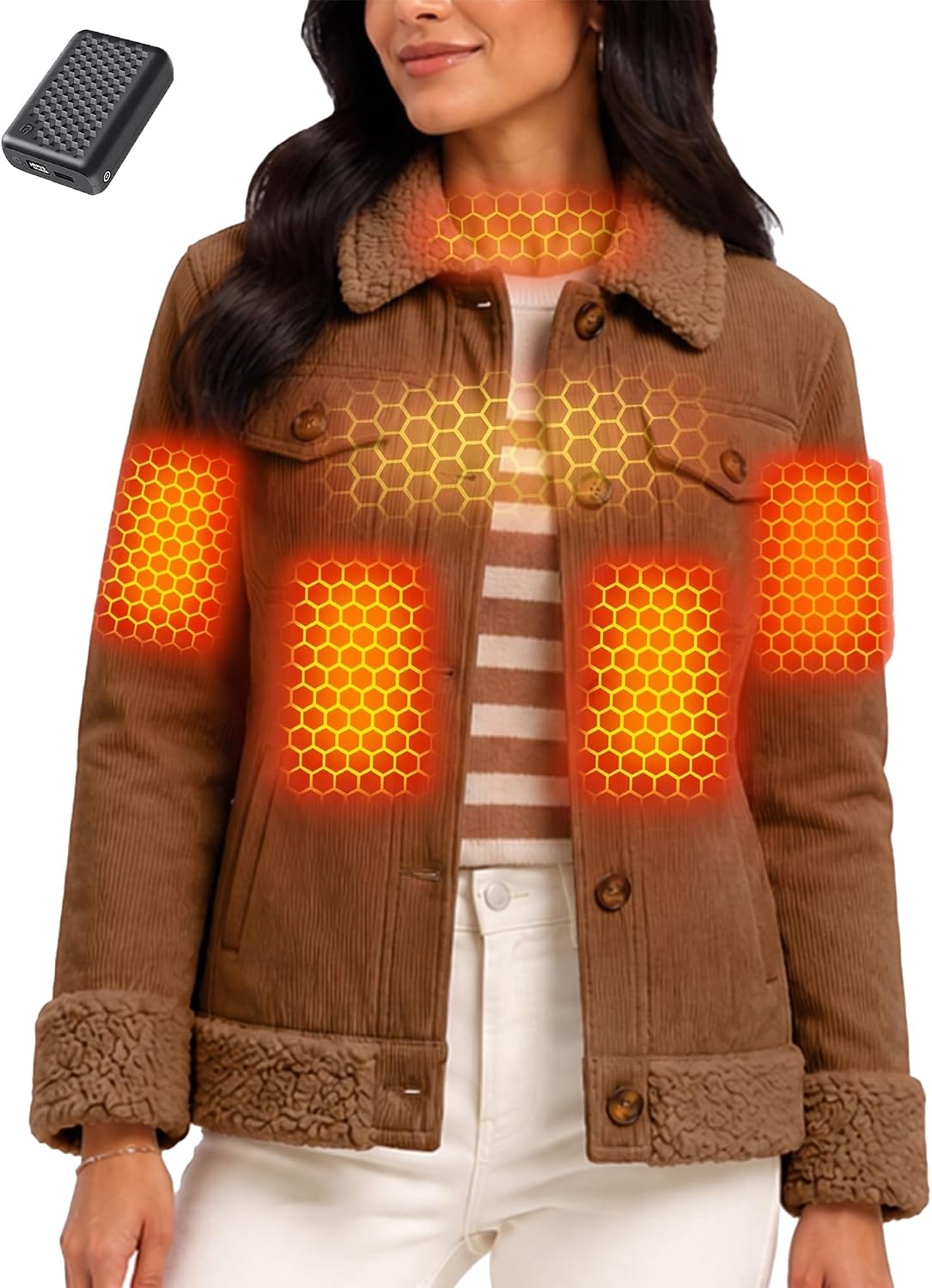Wulcea Graphene Women Heated Jacket 12V Fast Charge 18400mAh Large Capacity
