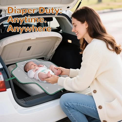 Miniatura 6 de Cambiador de pañales portátil, tapete cambiador de bebé impermeable, estación de cambio de bebé plegable de viaje, regalo esencial para recién