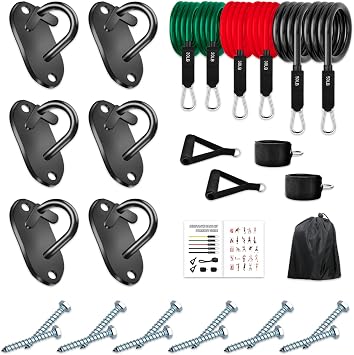 Wall Mount Workout Anchors - Resistance Bands Anchors for Home Gym Exercise, Strength Training