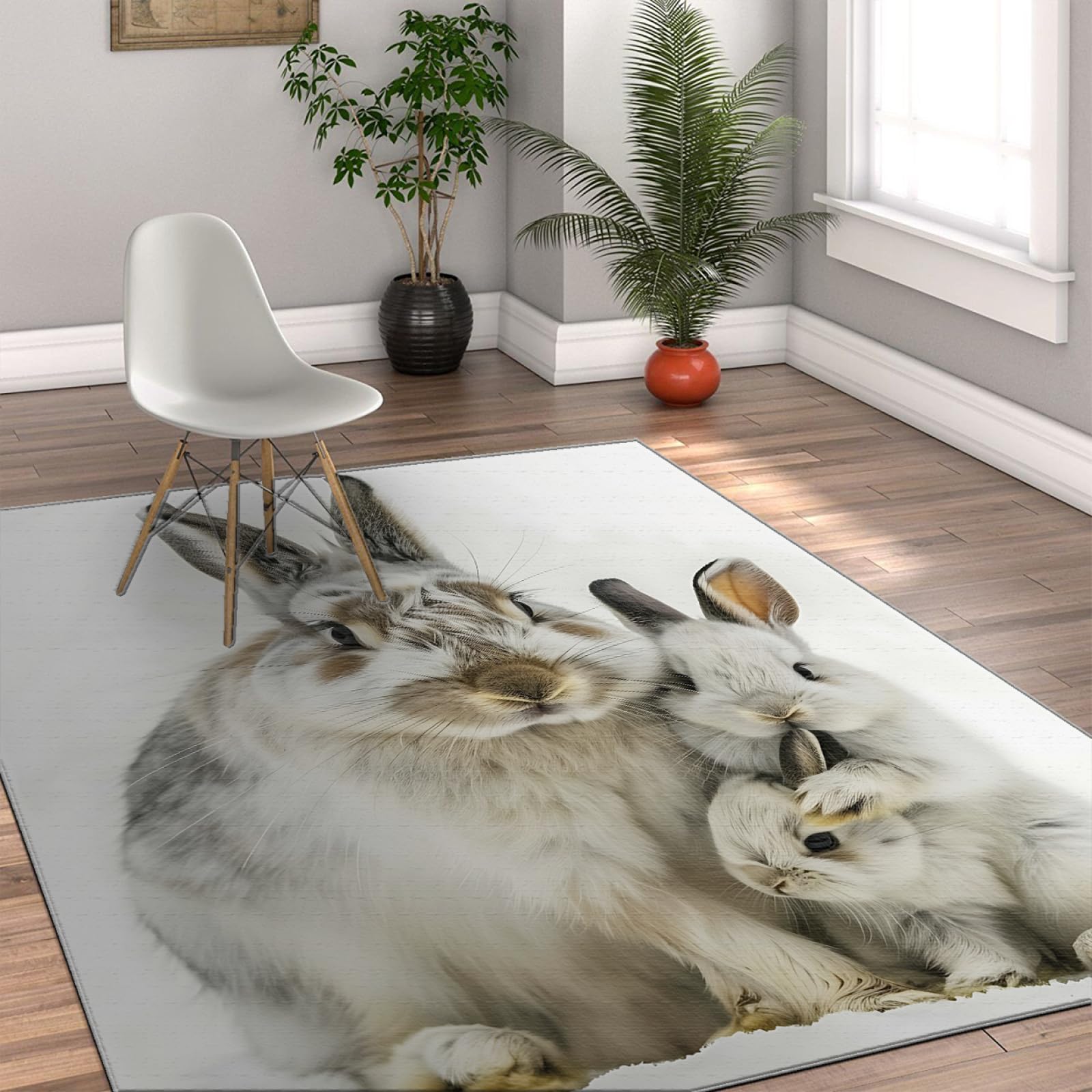 Uroczy królik 60 x 120 cm 3 zabawny dywan z gumowym spodem wielkanocny antypoślizgowy dywan wejściowy do salonu sypialni