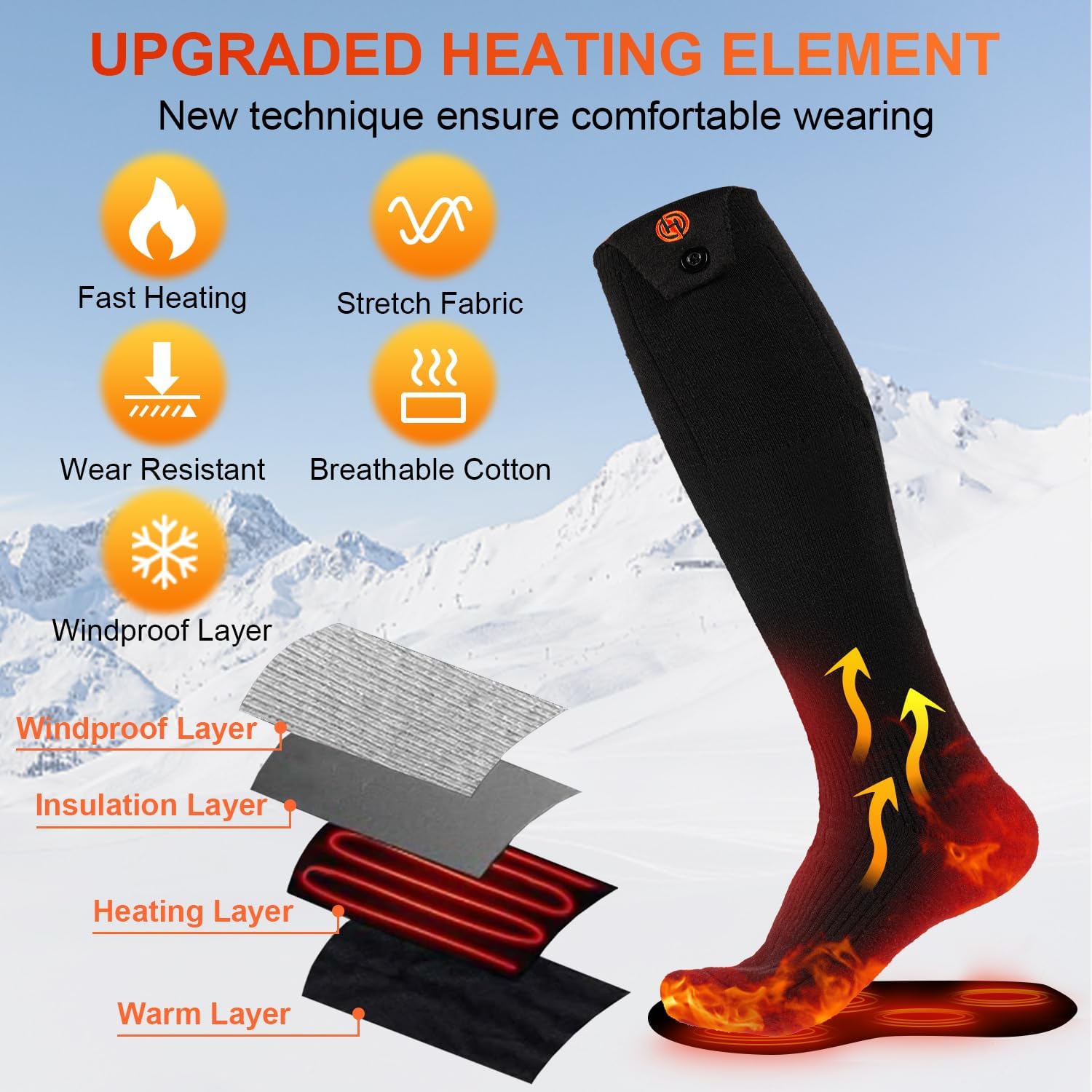 Heated Socks for Men Women APP Control Electric Heating Socks 7000mAh Rechargeable Battery Heate Thermal Socks for Winter Camping Fishing Cycling Skiing Hunting Hiking
