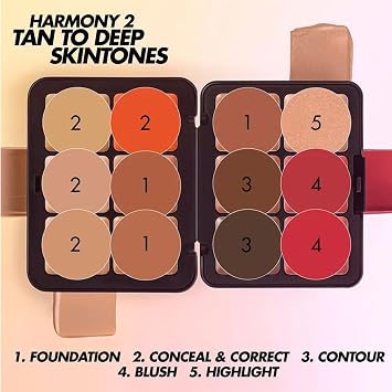 RoseFlower 12 Colors Makeup Palette, Foundation Contour Palette, Bronzing Eyeshadow, Make-up Blending Palettes with 10 Makeup Brushes, Full Starter Makeup Kit for Women Beginners Smooth Long Lasting