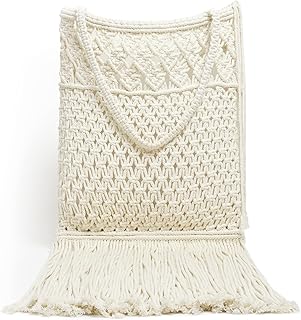 شنطة نساء خروج مكرمية للبحر شنطة مكرمية يد وكتف حقيبة خروج وشاطئ عصرية بخيوط قطن طبيعية – خفيفة الوزن وواسعة لتناسب جميع احتياجاتك اليومية – ستايل بوهو جذاب لمحبات الموضة