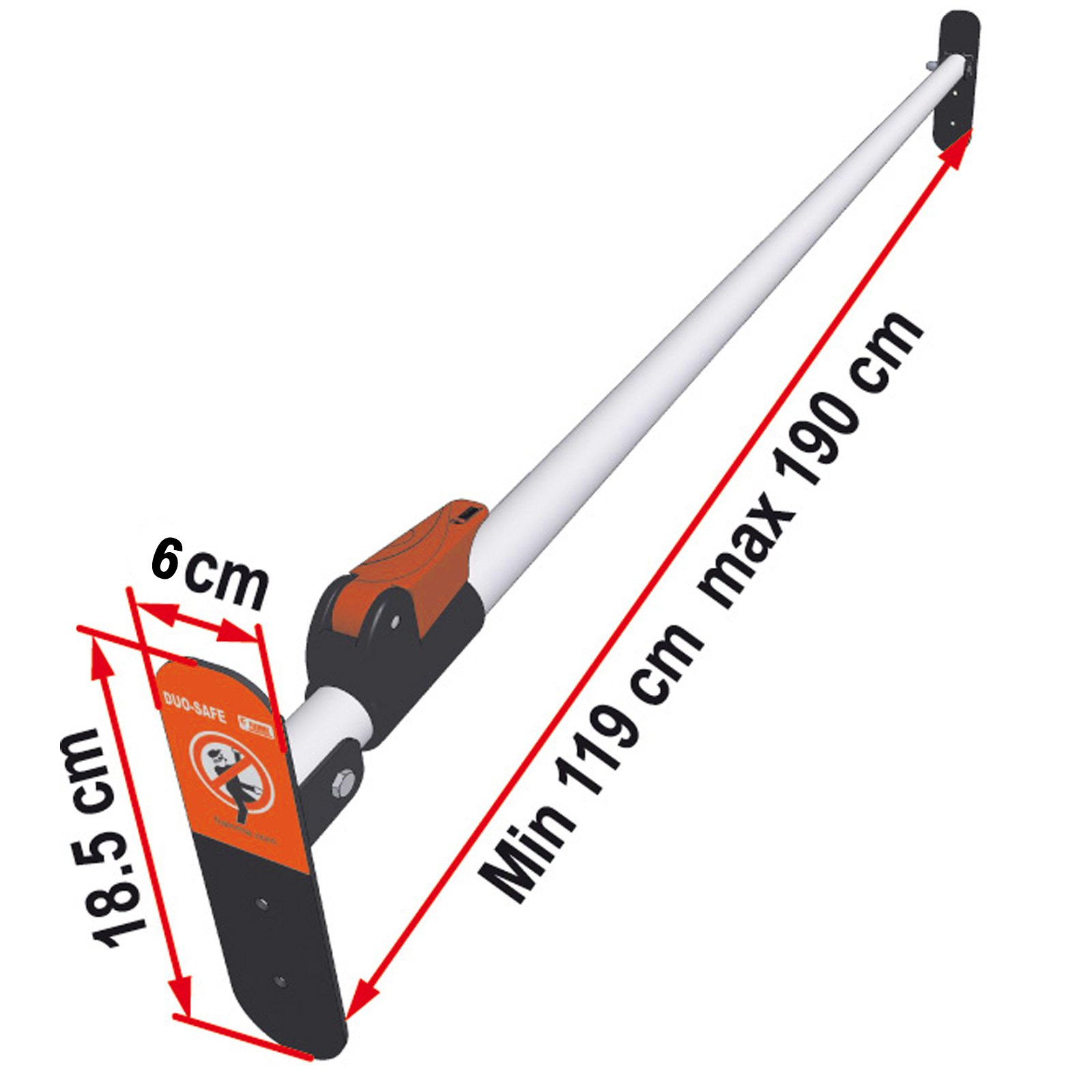 Fiamma, asta Duo Safe per la sicurezza delle portiere, antifurto, regolabile da 119 cm a 190 cm