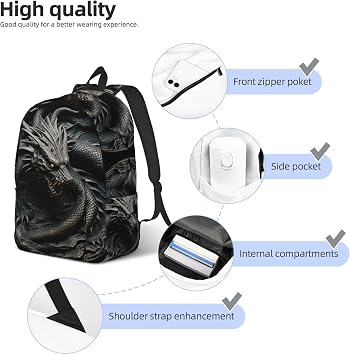 Dark Casual Large Capacity Backpack, Lightweight Daypack For Work, Travel