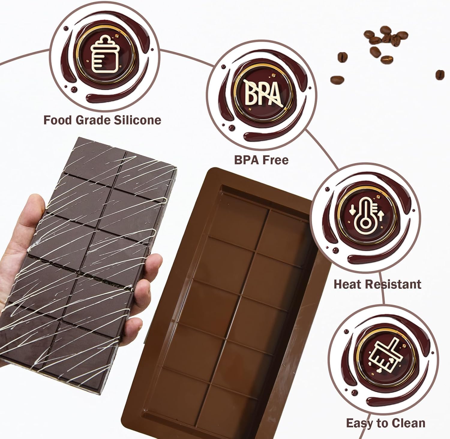 Stampi In Silicone Dubai - Stampo Per Cioccolato, 2 Pezzi, In Silicone, Per Cioccolatini, Cioccolatini Dubai, Cioccolatini Profondi, Rivestimento Antiaderente Stampo Per Torrone Dei Morti - 3