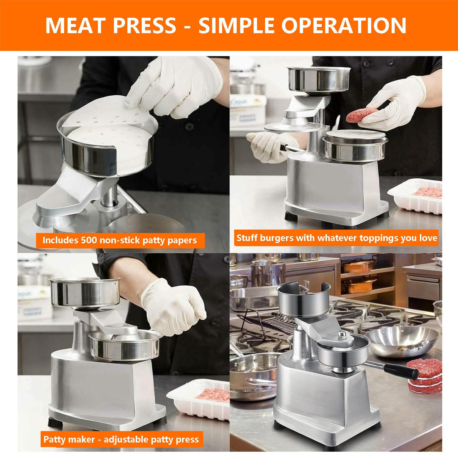 Pressa per hamburger, robot da carne in acciaio inox per una facile pulizia, macchina per la formatura di hamburger per ristoranti e uso domestico