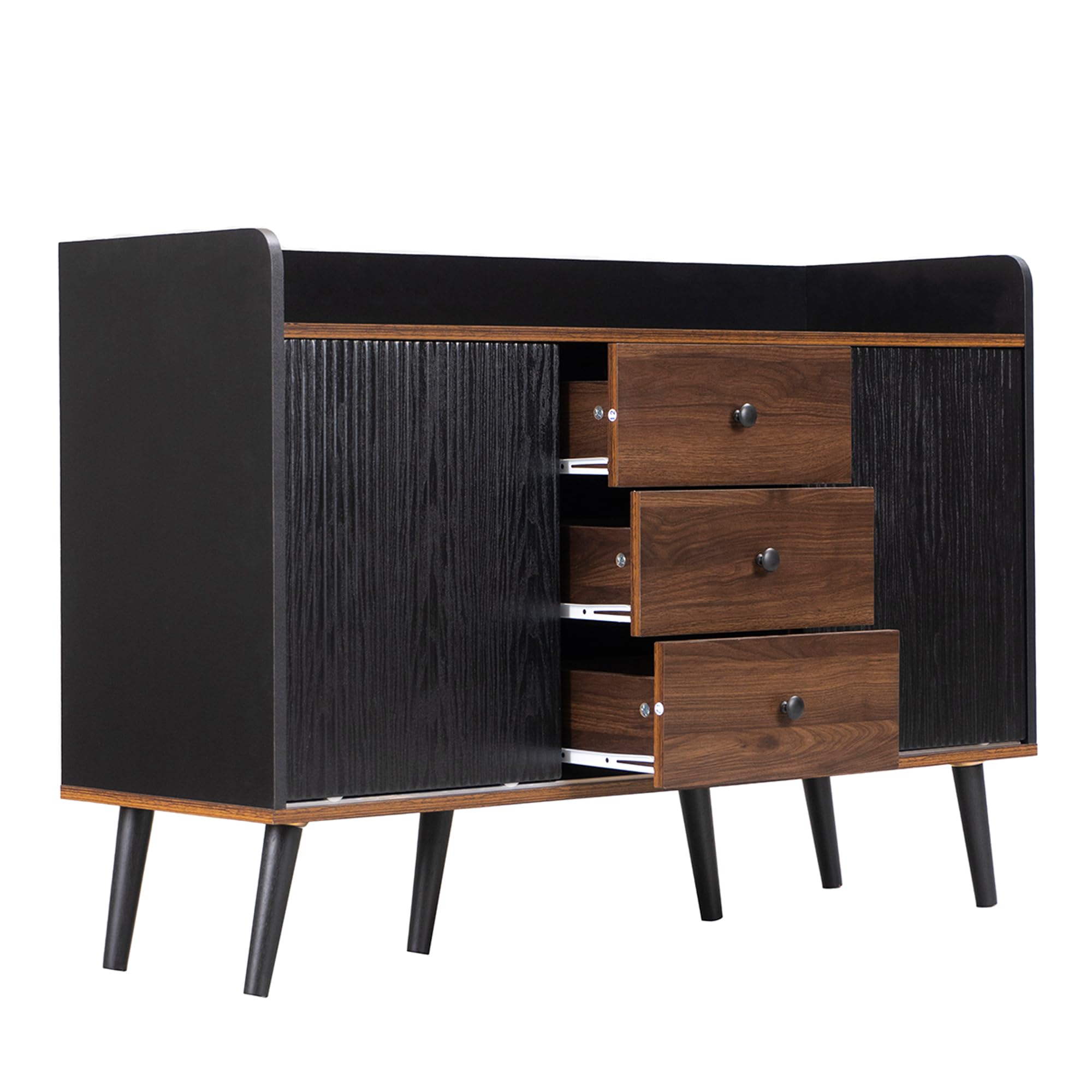 TIZZ Squisita credenza con tre cassetti e moderna venatura del legno, ideale per camera da letto e soggiorno, offre mensole portaoggetti, dimensioni 80 x 117,5 x 40 cm (altezza x larghezza x