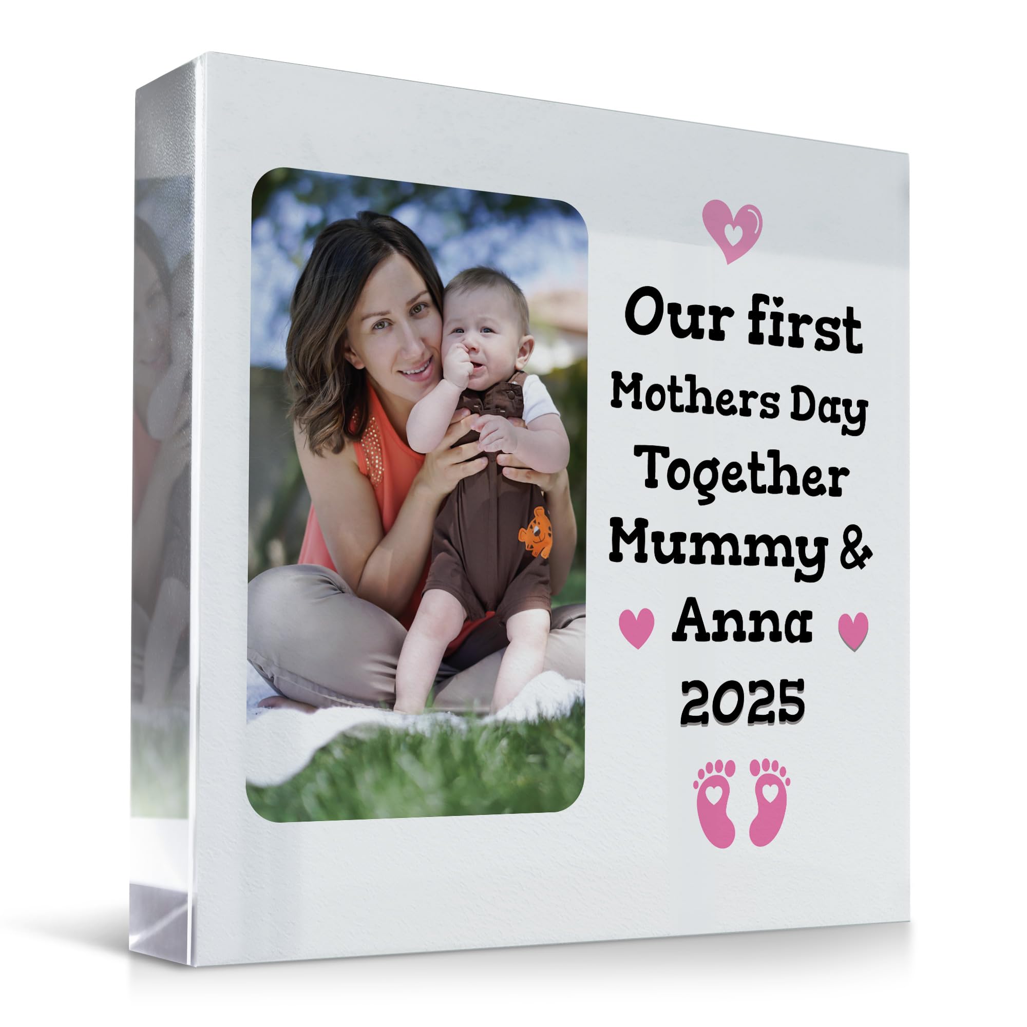 Red Ocean Happy First Mothers Day Gifts for Mummy Personalised Plaque Gift for New Mummy 1st Mothers Day From Son Daughter Baby Mums First Keepsake